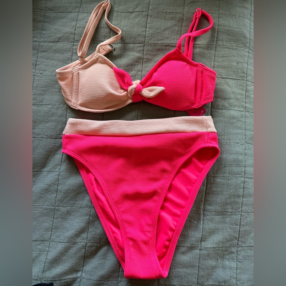 Pink high waisted bikini